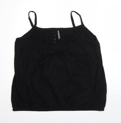 BM Womens Black  Cotton Basic Blouse Size XL Square Neck