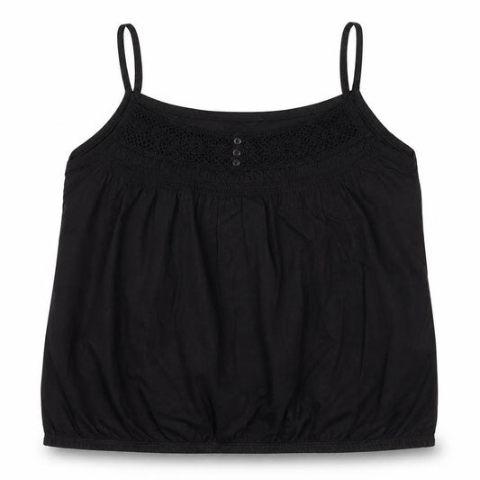 Front view of Bonmarché women’s black cotton basic blouse, size XL, square neck