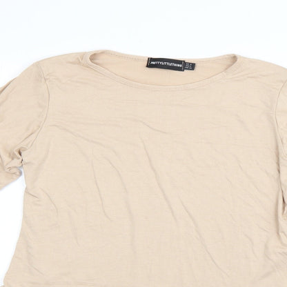 Pretty Little Thing Womens Beige  Viscose Romper One-Piece Size 12