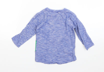 NEXT Boys Blue  Cotton Basic T-Shirt Size 6-9 Months Round Neck  - crocodile