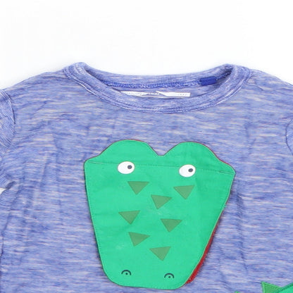 NEXT Boys Blue  Cotton Basic T-Shirt Size 6-9 Months Round Neck  - crocodile