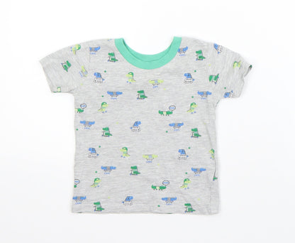 NEXT Boys Grey  Cotton Basic T-Shirt Size 9-12 Months Round Neck  - crocodiles