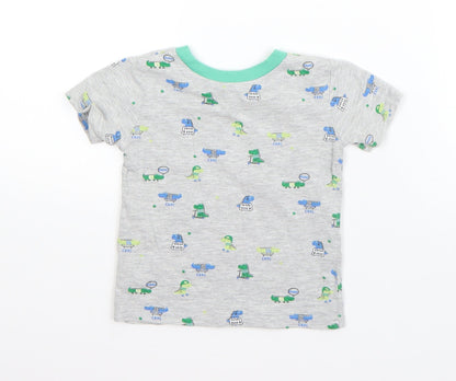 NEXT Boys Grey  Cotton Basic T-Shirt Size 9-12 Months Round Neck  - crocodiles