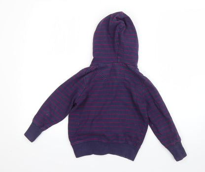 Joule Girls Purple Striped Cotton Pullover Hoodie Size 5 Years