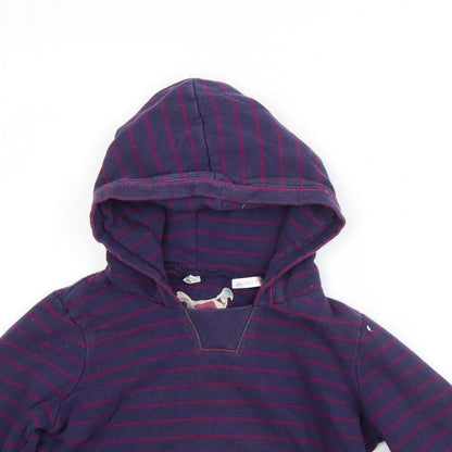 Joule Girls Purple Striped Cotton Pullover Hoodie Size 5 Years