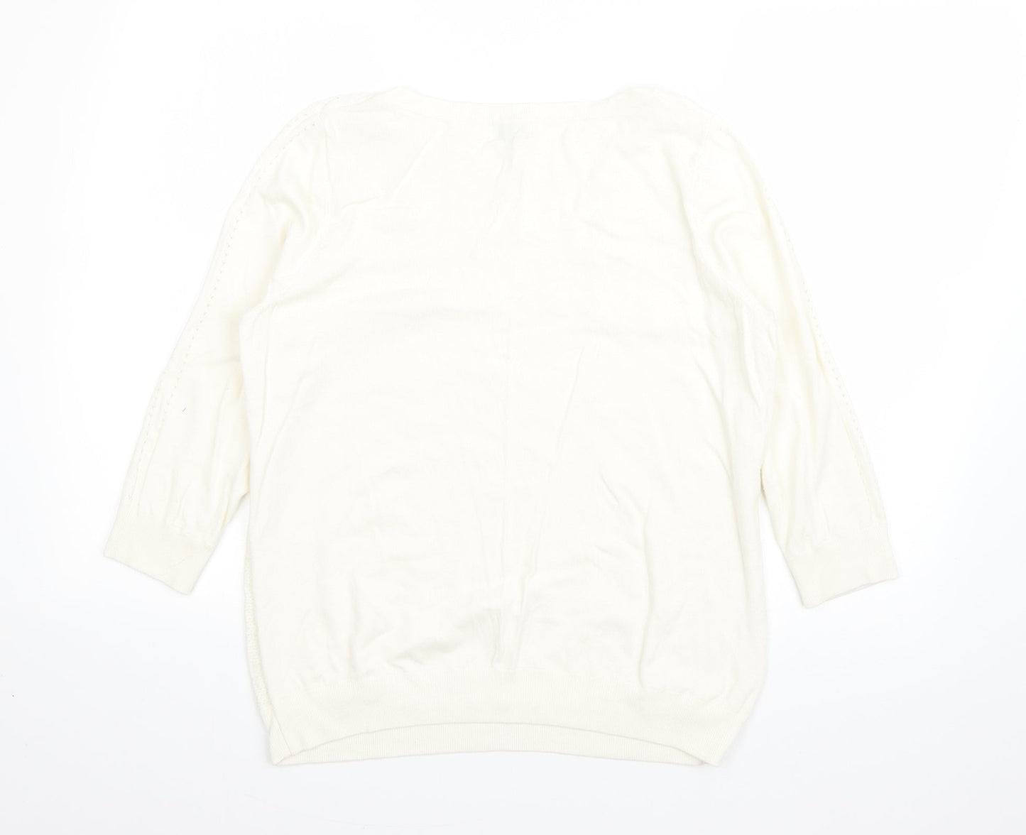 F&F Womens White Round Neck  Acrylic Pullover Jumper Size 14