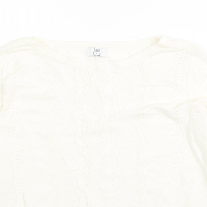 F&F Womens White Round Neck  Acrylic Pullover Jumper Size 14