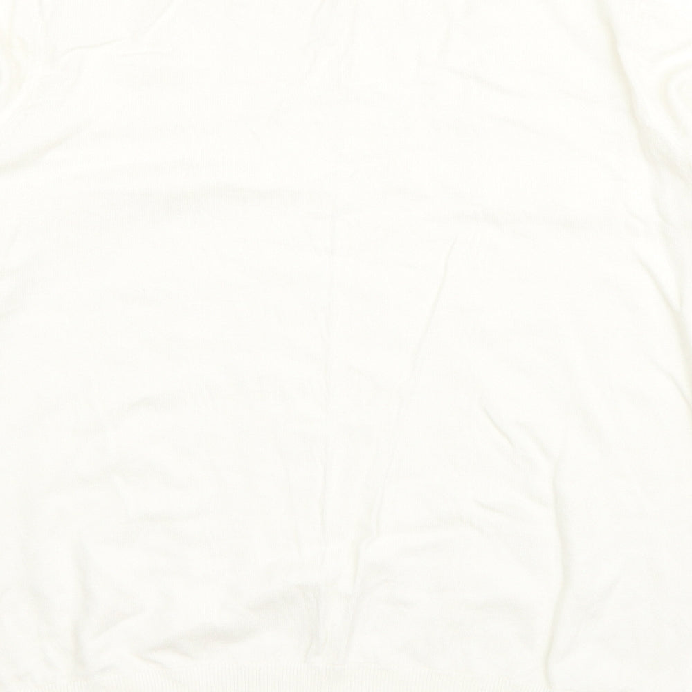 F&F Womens White Round Neck  Acrylic Pullover Jumper Size 14