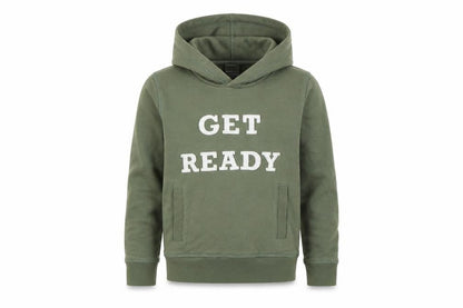 Front view of Preworn boys’ green cotton pullover hoodie, size 6, years
