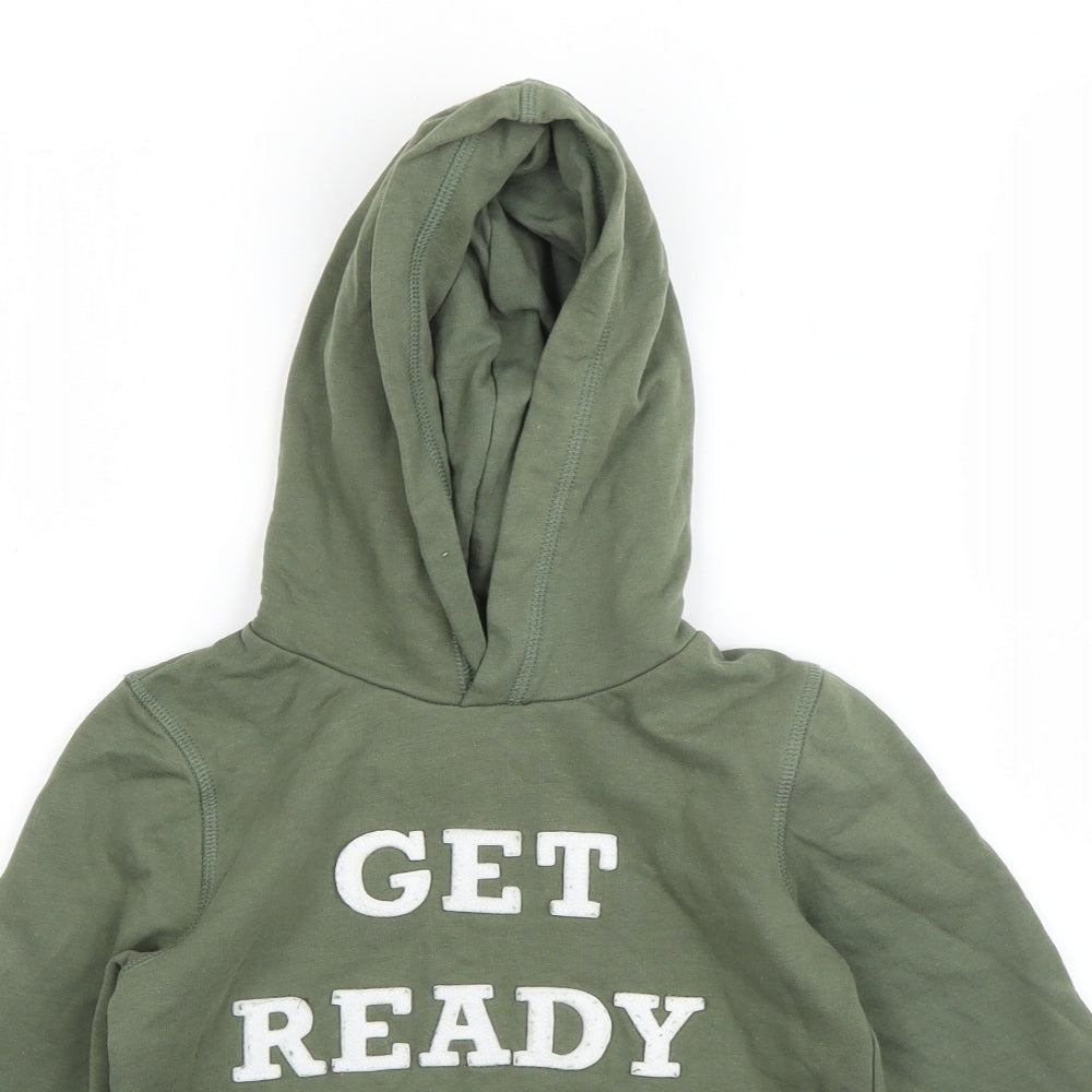 Preworn Boys Green  Cotton Pullover Hoodie Size 6 Years