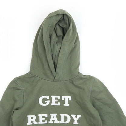 Preworn Boys Green  Cotton Pullover Hoodie Size 6 Years