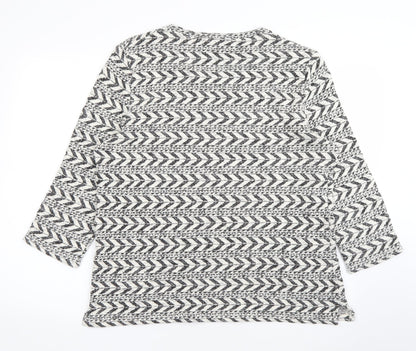 TU Womens White Round Neck Striped Cotton Pullover Jumper Size 18