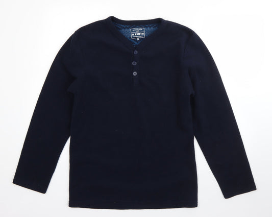 Preworn Mens Blue V-Neck  Polyester Pullover Jumper Size S