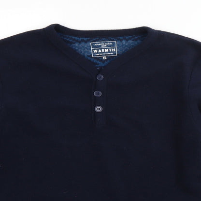 Preworn Mens Blue V-Neck  Polyester Pullover Jumper Size S