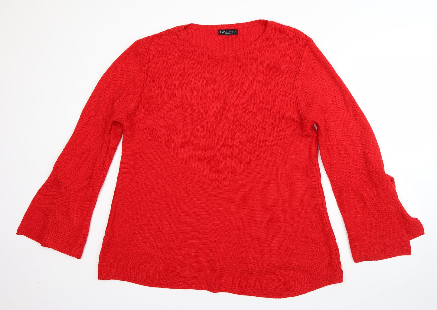 F&F Womens Red Round Neck  Acrylic Pullover Jumper Size 16