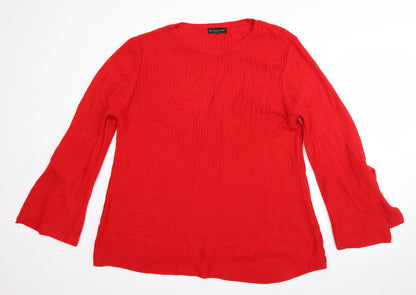 F&F Womens Red Round Neck  Acrylic Pullover Jumper Size 16
