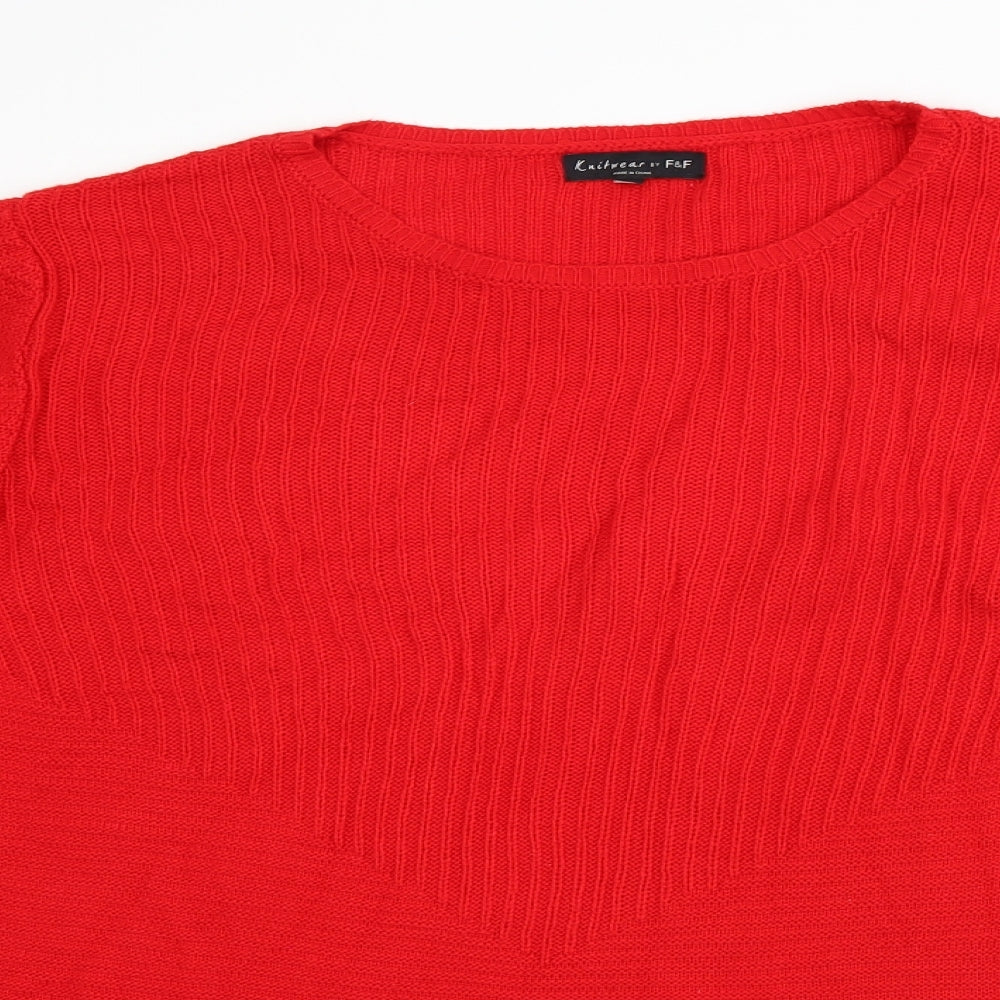 F&F Womens Red Round Neck  Acrylic Pullover Jumper Size 16