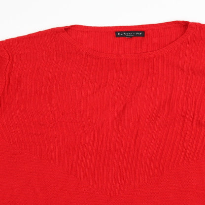F&F Womens Red Round Neck  Acrylic Pullover Jumper Size 16