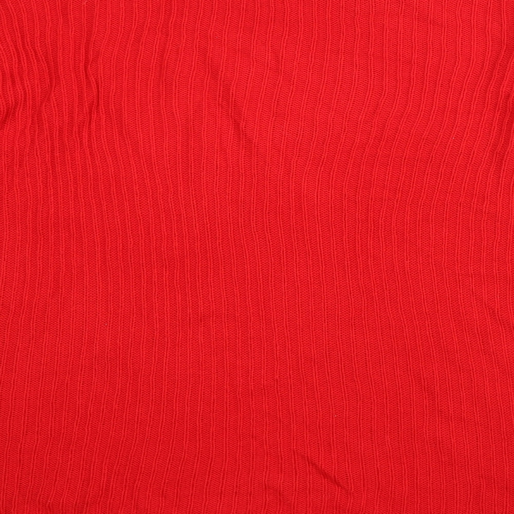 F&F Womens Red Round Neck  Acrylic Pullover Jumper Size 16