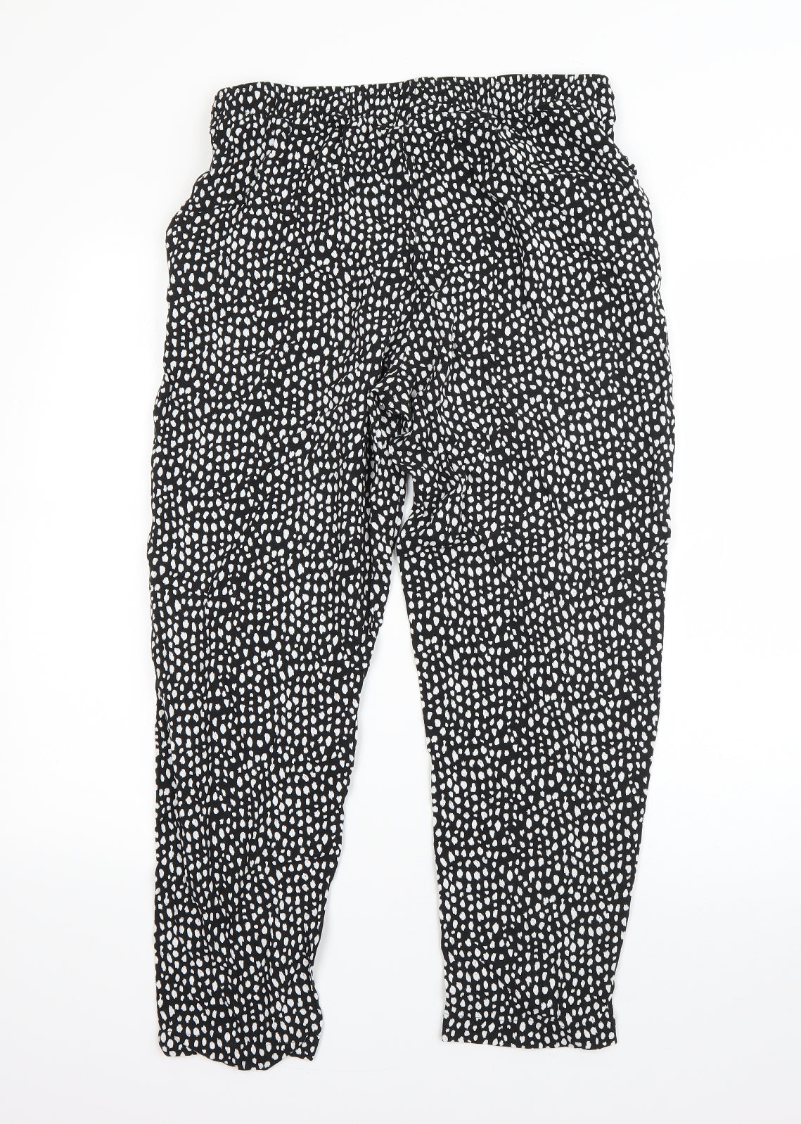 Classics Womens Black Animal Print Viscose Harem Trousers Size 12 L25 in Regular