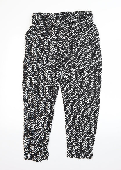 Classics Womens Black Animal Print Viscose Harem Trousers Size 12 L25 in Regular