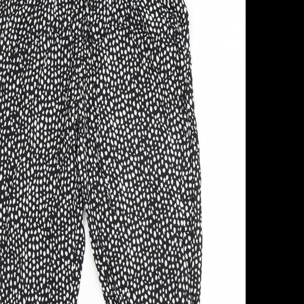 Classics Womens Black Animal Print Viscose Harem Trousers Size 12 L25 in Regular