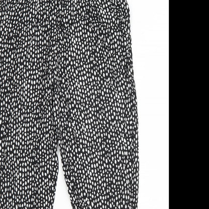 Classics Womens Black Animal Print Viscose Harem Trousers Size 12 L25 in Regular