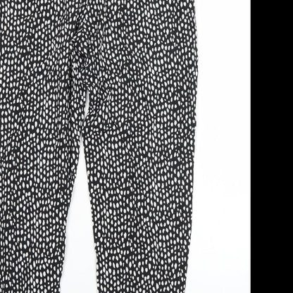 Classics Womens Black Animal Print Viscose Harem Trousers Size 12 L25 in Regular