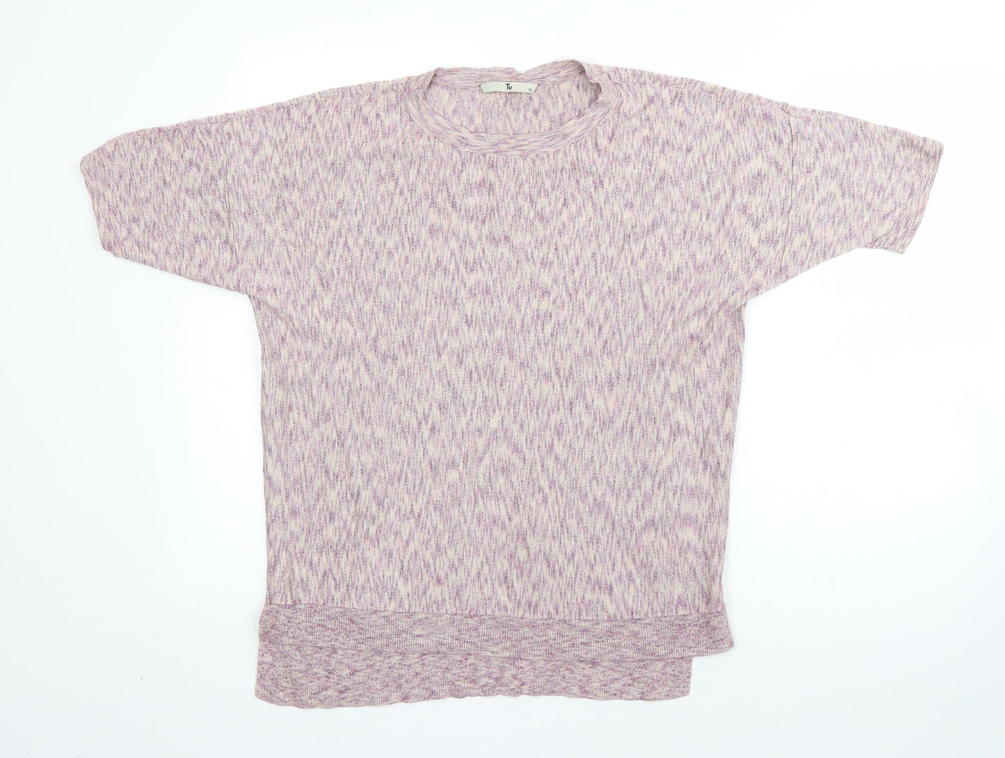 TU Womens Purple Round Neck  Viscose Pullover Jumper Size 12