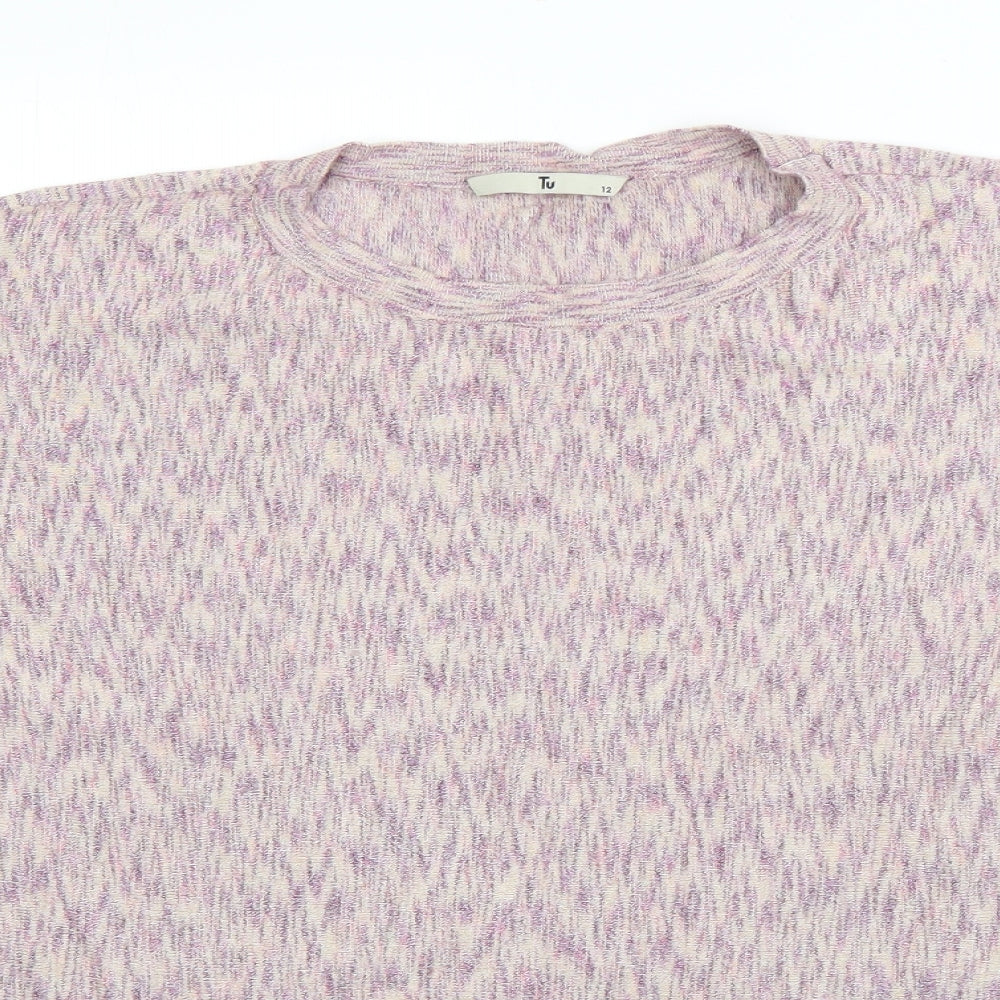 TU Womens Purple Round Neck  Viscose Pullover Jumper Size 12