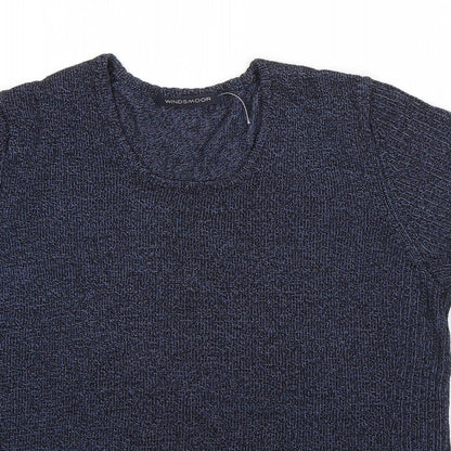 Close-up detail of Windsor women’s blue round neck viscose jumper, size S