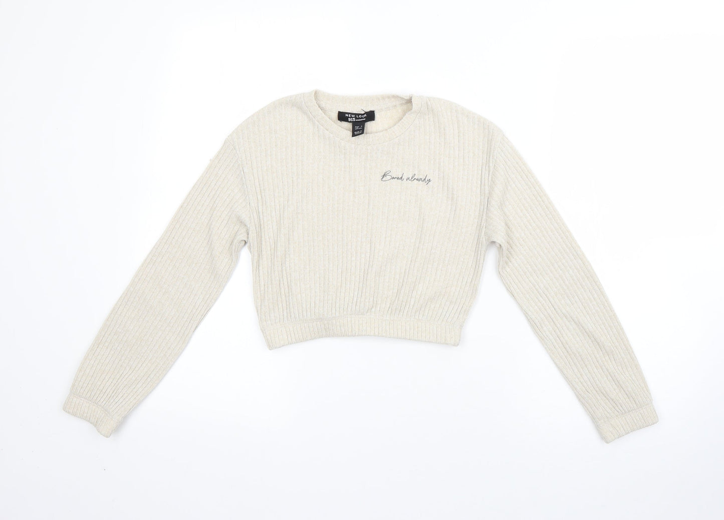 New Look Girls Beige Round Neck  Polyester Shrug Jumper Size 9 Years