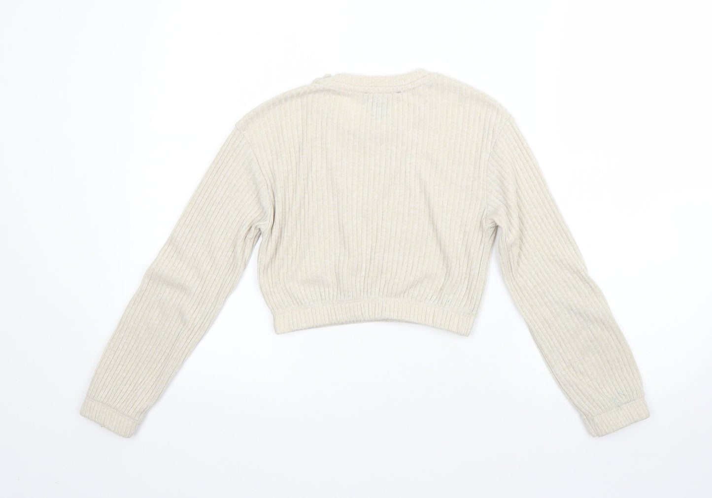 New Look Girls Beige Round Neck  Polyester Shrug Jumper Size 9 Years
