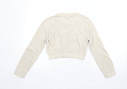 New Look Girls Beige Round Neck  Polyester Shrug Jumper Size 9 Years