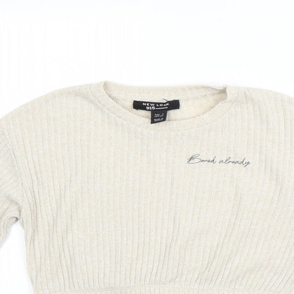New Look Girls Beige Round Neck  Polyester Shrug Jumper Size 9 Years