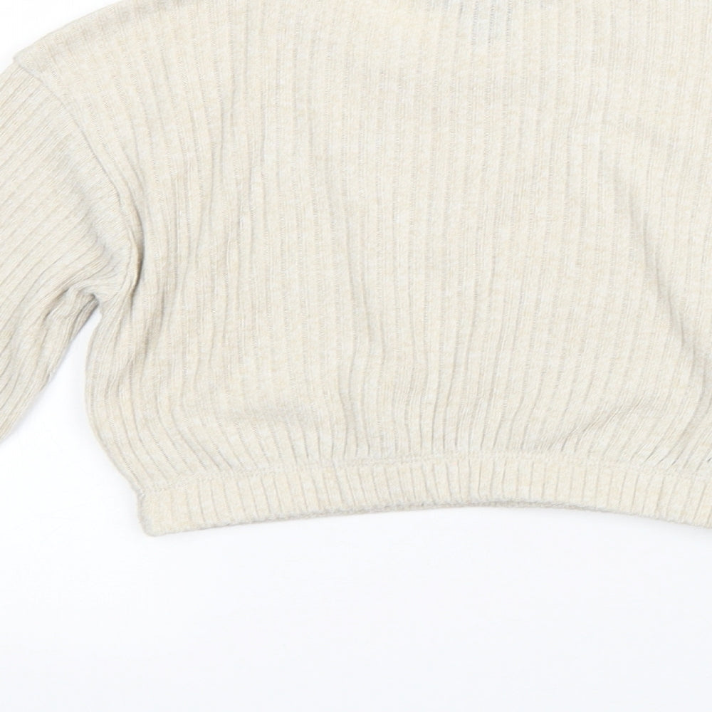 New Look Girls Beige Round Neck  Polyester Shrug Jumper Size 9 Years