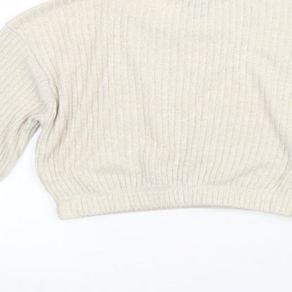 New Look Girls Beige Round Neck  Polyester Shrug Jumper Size 9 Years