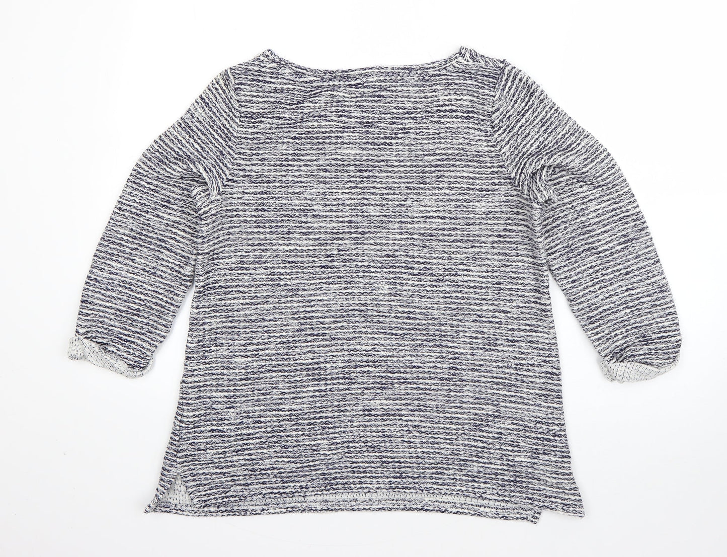 George Womens Blue Round Neck Striped Cotton Pullover Jumper Size 12