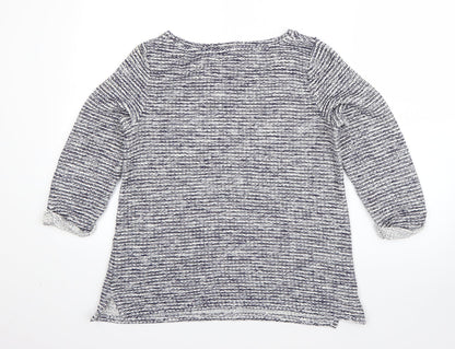 George Womens Blue Round Neck Striped Cotton Pullover Jumper Size 12