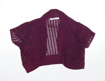 M&S Womens Purple V-Neck  Acrylic Cardigan Jumper Size L