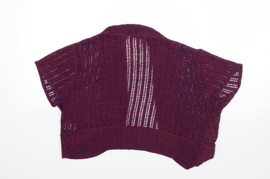 M&S Womens Purple V-Neck  Acrylic Cardigan Jumper Size L