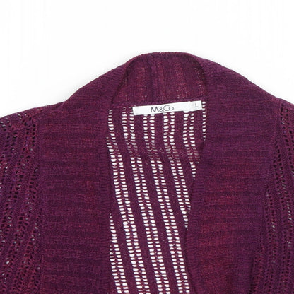 M&S Womens Purple V-Neck  Acrylic Cardigan Jumper Size L
