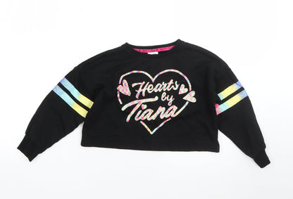 George Girls Black  Cotton Shrug Sweatshirt Size 4-5 Years   - Love Heart