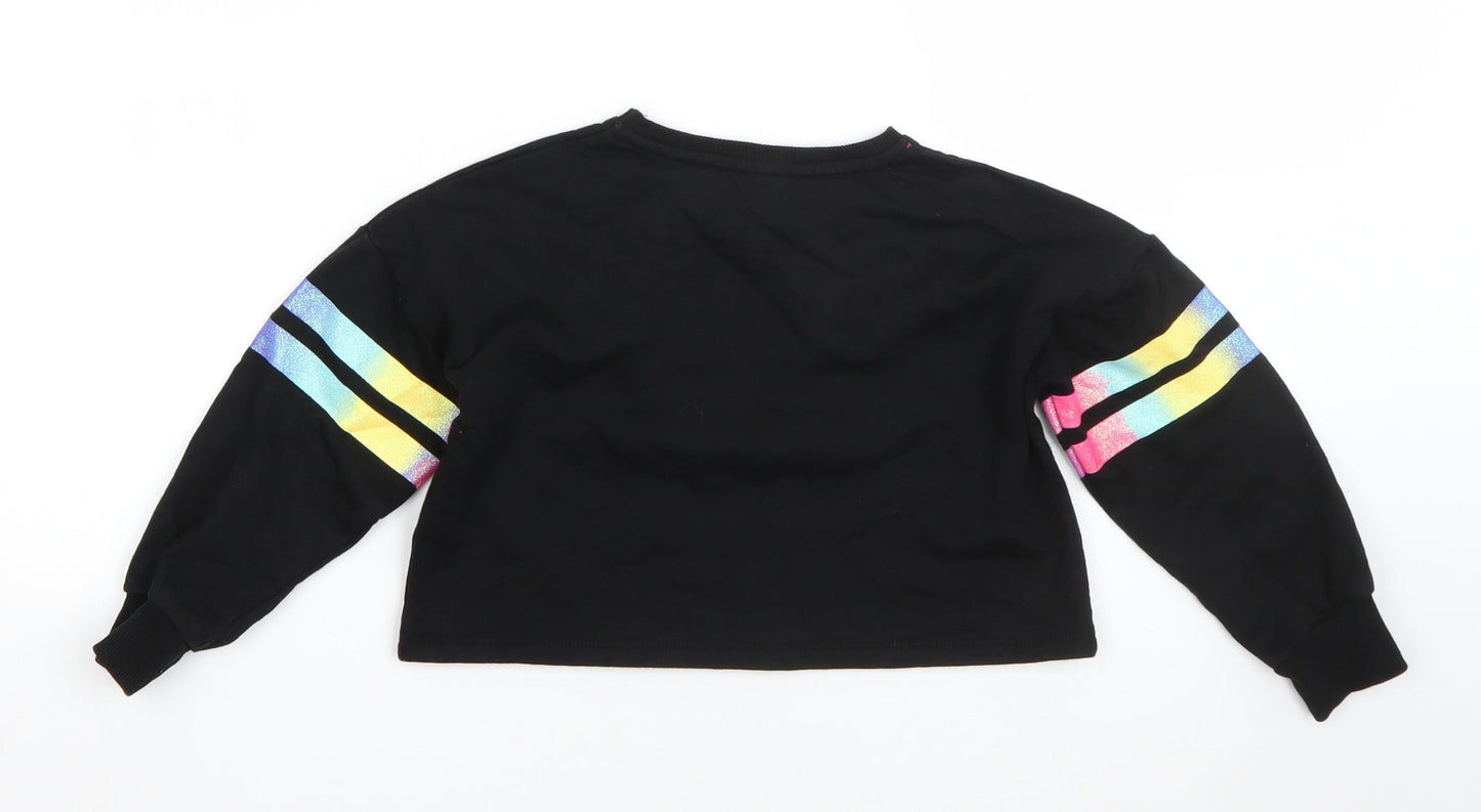 George Girls Black  Cotton Shrug Sweatshirt Size 4-5 Years   - Love Heart
