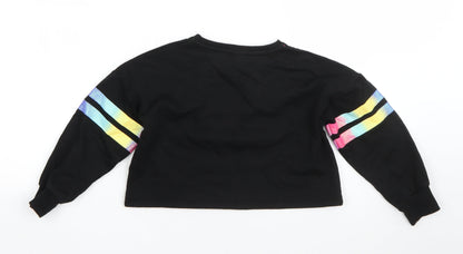 George Girls Black  Cotton Shrug Sweatshirt Size 4-5 Years   - Love Heart