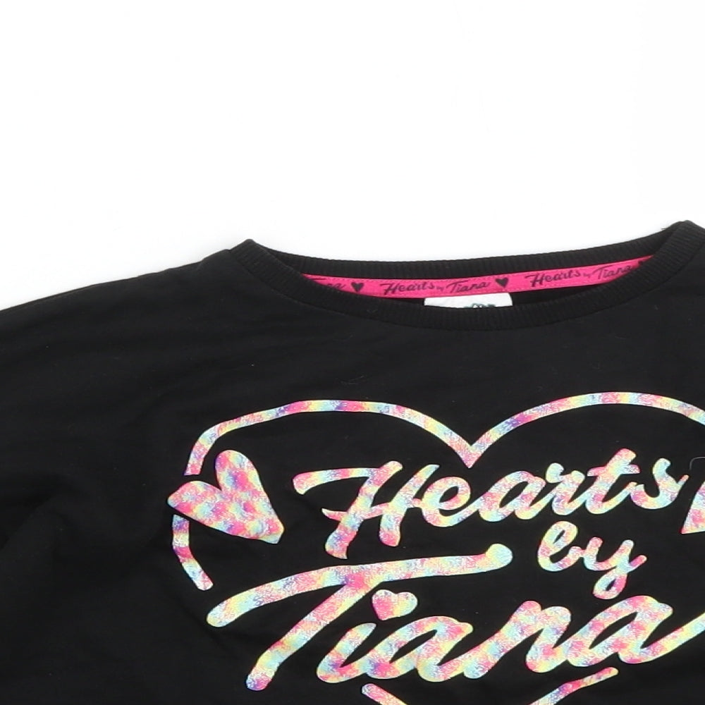 George Girls Black  Cotton Shrug Sweatshirt Size 4-5 Years   - Love Heart