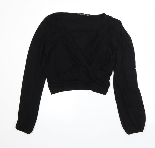 Bershka Womens Black V-Neck  Viscose Vest Jumper Size S