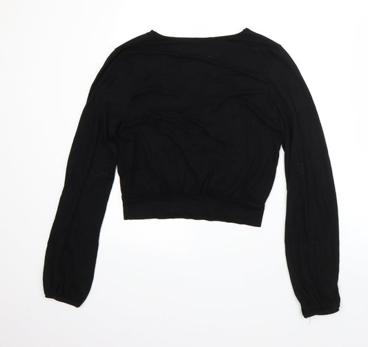 Bershka Womens Black V-Neck  Viscose Vest Jumper Size S