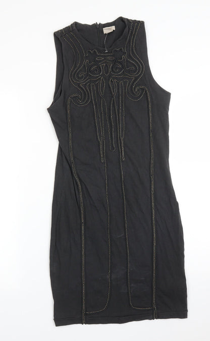 H&M Womens Grey  Cotton Bodycon  Size 10  Round Neck