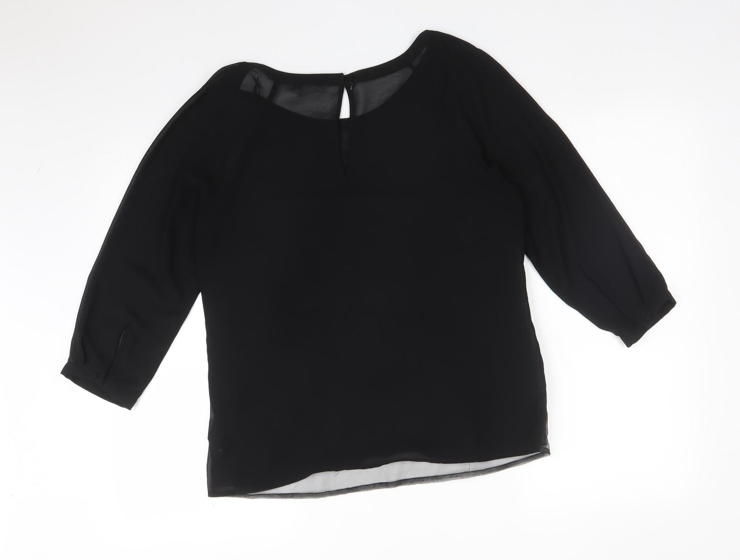 Womens UK Size 10 H&M Black Basic Blouse
